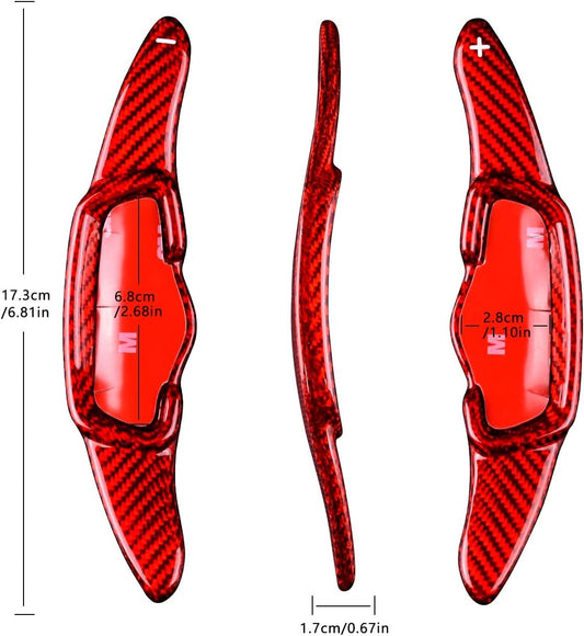 For Kia K5 2020-25 Real Carbon Fiber Red Steering Wheel Paddle Shifter Extension - detail view