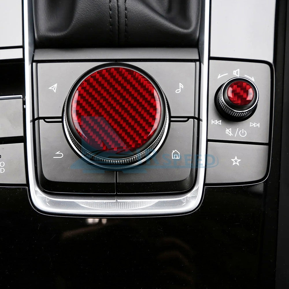 For Mazda 3 Axela 2019-2024 Central Multimedia Knob Trim Cover Red Carbon Fiber