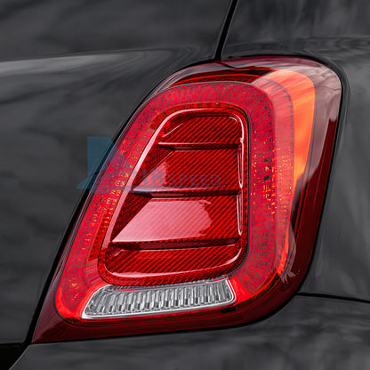 Red Real Hard Carbon Fiber Rear Tail Light Cover For Fiat 500 Abarth 595 2017-23 - detail view 5
