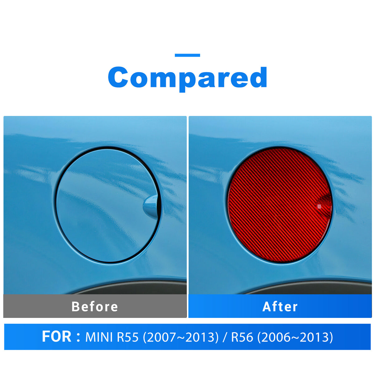 For MINI R55 07-13 R56 06-2013 Red Car Oil Gas Fuel Tank Cap Cover Carbon Fiber - detail view 3