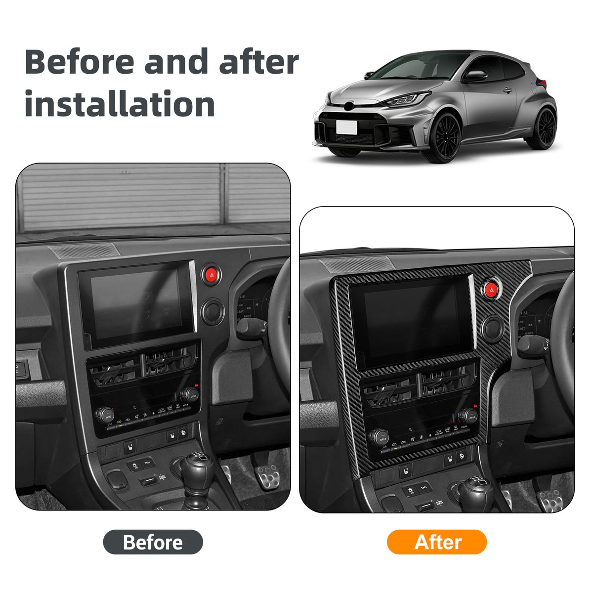 Center Navigation Screen Frame Cover Carbon FIber For Toyota GR Yaris 2025-2026 - detail view 3