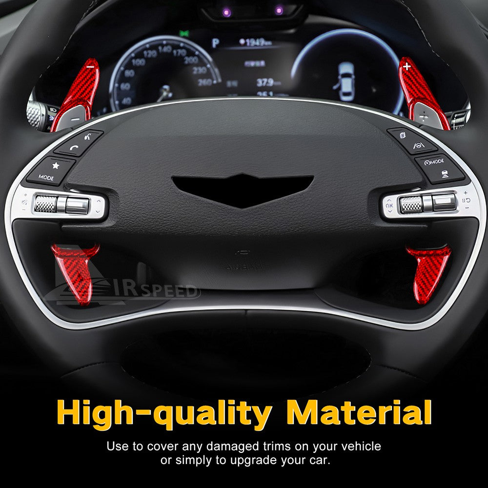 For Hyundai Genesis 2021-2022 Red Carbon Steering Wheel Paddle Shifter Extension