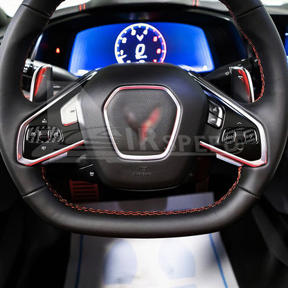 For Corvette C8 20-2024 Volume Control Button Cover BLACK REAL HARD Carbon Fiber