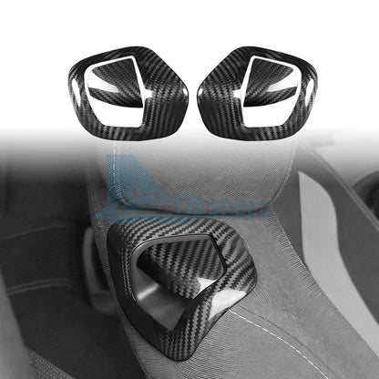 Black Hard Carbon Fiber Seat Back Handle Cover For Chevy Camaro 2016-2024 - detail view