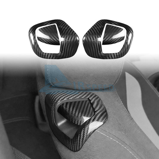 Black Hard Carbon Fiber Seat Back Handle Cover For Chevy Camaro 2016-2024 - detail view