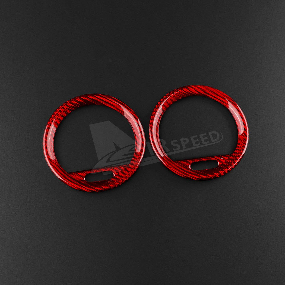 Red Carbon Fiber Center Side Air Outlet Frame Cover for Abarth 595 595C 2012-15 - detail view 9