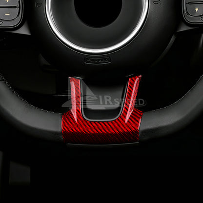 2PCS Red Steering Wheel Center Cover REAL HARD Carbon Fiber For Fiat 500 20-2023 - detail view 5