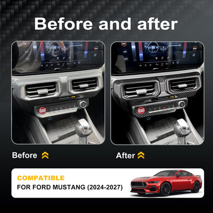 HARD Carbon Fiber Car Center Console Frame Cover Trim for Ford Mustang 2024-2027 - detail view 3