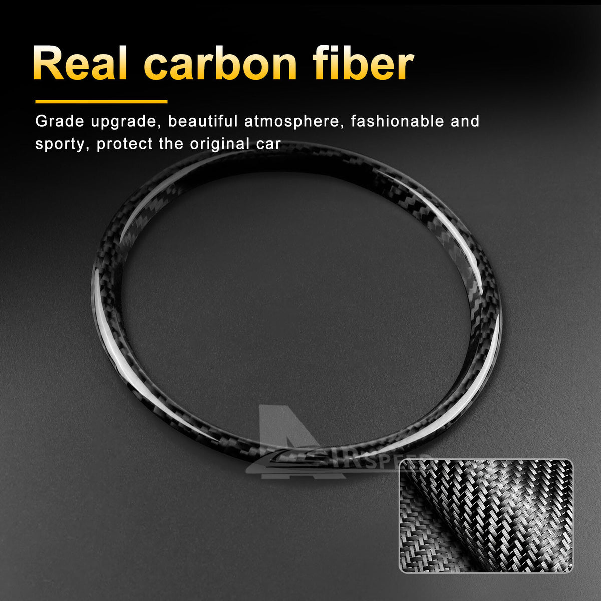For Mini Cooper F-Series Steering Wheel Hub Center Ring Black Hard Carbon Fiber - detail view 5