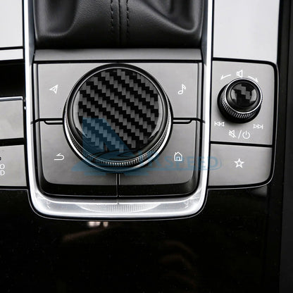 Carbon Fiber Center Console Multimedia Knob Stickers for Mazda 3 Axela 2019-2025