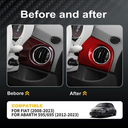 RED CarbonFiber Driver Side Air Outlet Cover for Fiat 500 08-23 Abarth 595 12-23 - detail view 3