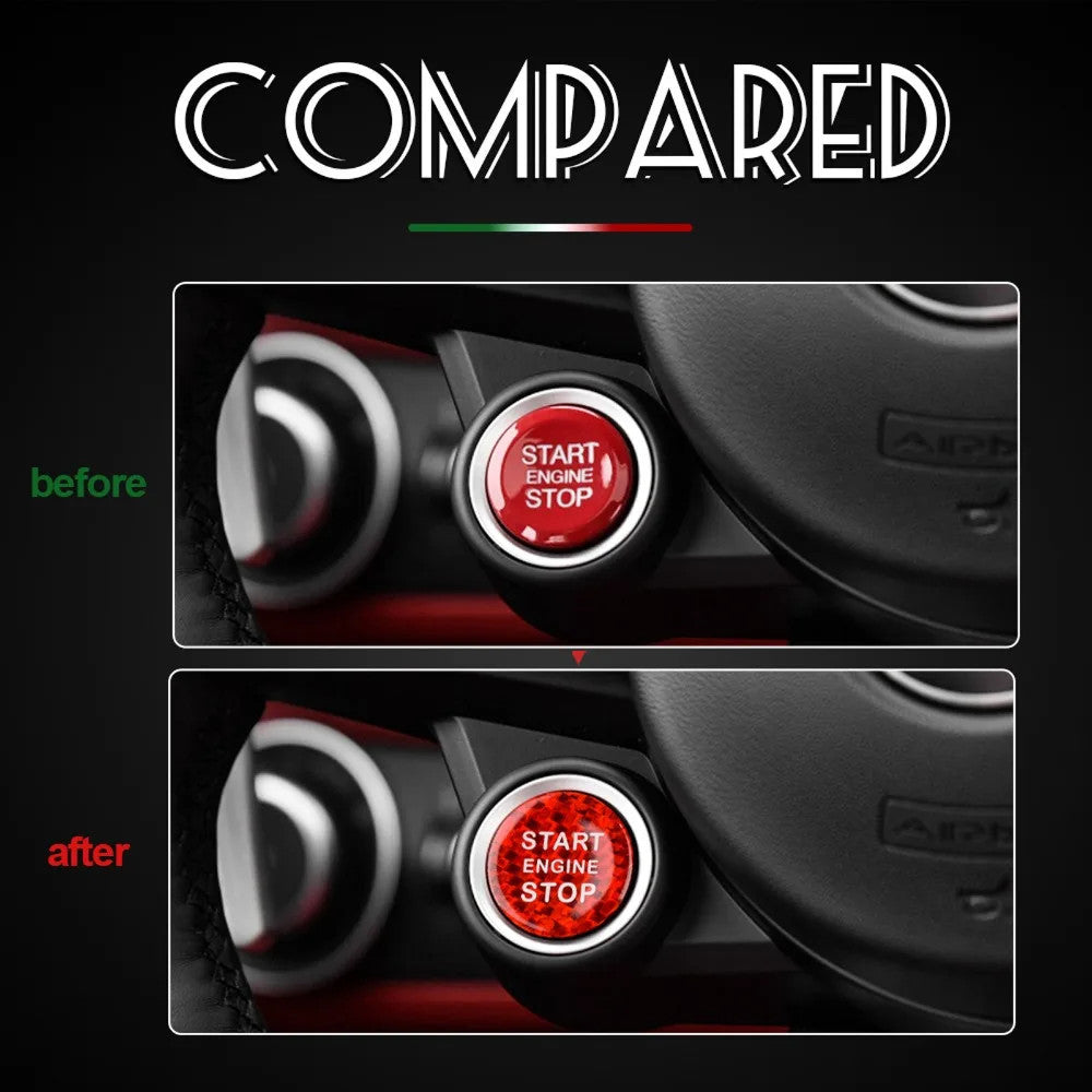 Red Carbon Fiber Engine Start Button Sticker for BMW X5, Z4, 3 Series G20, G05, G07, G14 & G29 - detail view