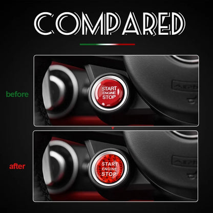 Red Carbon Fiber Engine Start Button Sticker for BMW X5, Z4, 3 Series G20, G05, G07, G14 & G29 - detail view