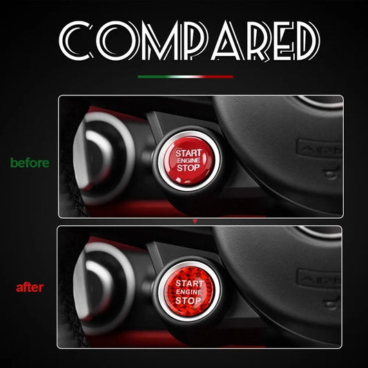 Red Carbon Fiber Engine Start Button Sticker for BMW X5, Z4, 3 Series G20, G05, G07, G14 & G29 - detail view