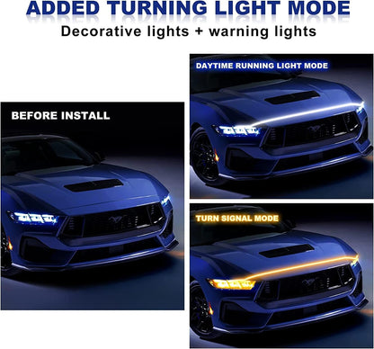 For 2M White & Yellow Car Engine Hood Decor Light Bar - FREE GIFT
