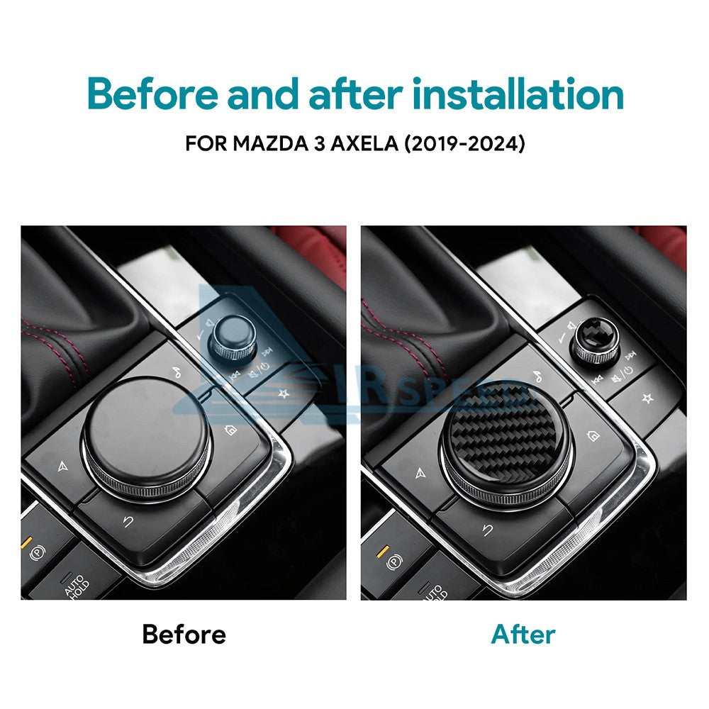 Carbon Fiber Center Console Multimedia Knob Stickers for Mazda 3 Axela 2019-2025