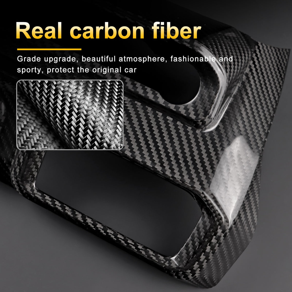 HARD Carbon Fiber Car Center Console Frame Cover Trim for Ford Mustang 2024-2027 - detail view 6