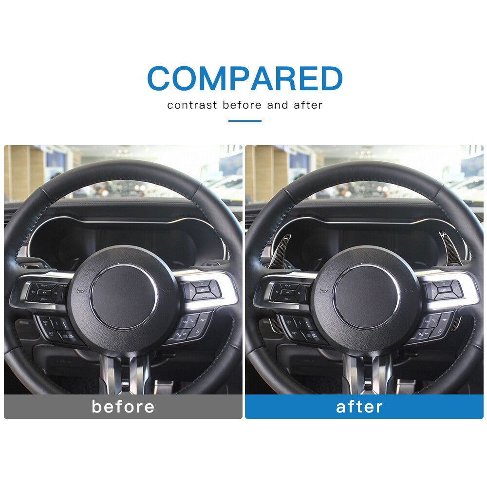 Real Carbon Fiber For Mustang 2015-2023 Steering Wheel Paddle Shifter Extension - detail view 4