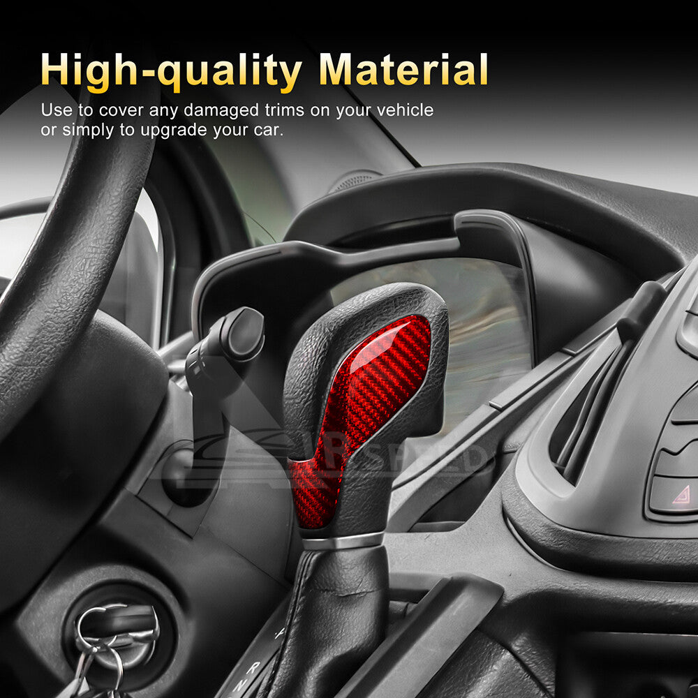 For Ford Focus 2012-2018 Red Real Hard Carbon Fiber Inner Gear Shift Knob Cover - detail view 4