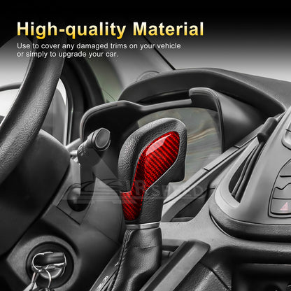For Ford Focus 2012-2018 Red Real Hard Carbon Fiber Inner Gear Shift Knob Cover - detail view 4