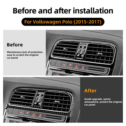 Carbon Fiber Center Air Outlet Frame Sticker Black for Volkswagen Polo 2015-2017（U.S. Stock）