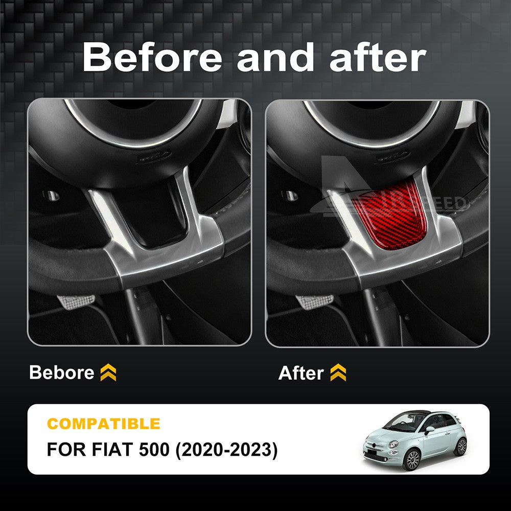 Real Hard Carbon Fibre Steering Wheel Chin Cover Trim For Fiat 500 2020-2023 - detail view 3