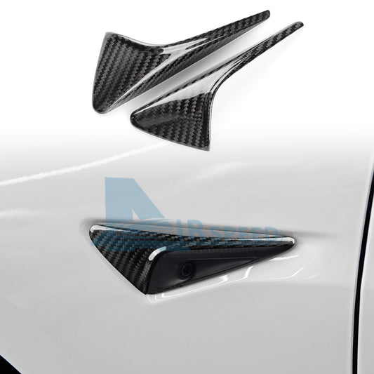 For Tesla Model 3 Y 17-24 Fender Camera Panel Cover BLACK REAL HARD Carbon Fiber - product view