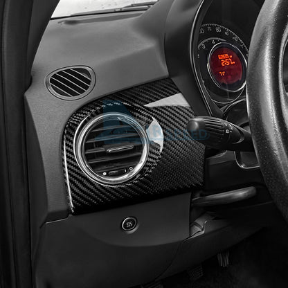 Dashboard Side Air Inlet Cover Sticker Fit For Fiat 500 08-23 Black Carbon Fiber - detail view 9