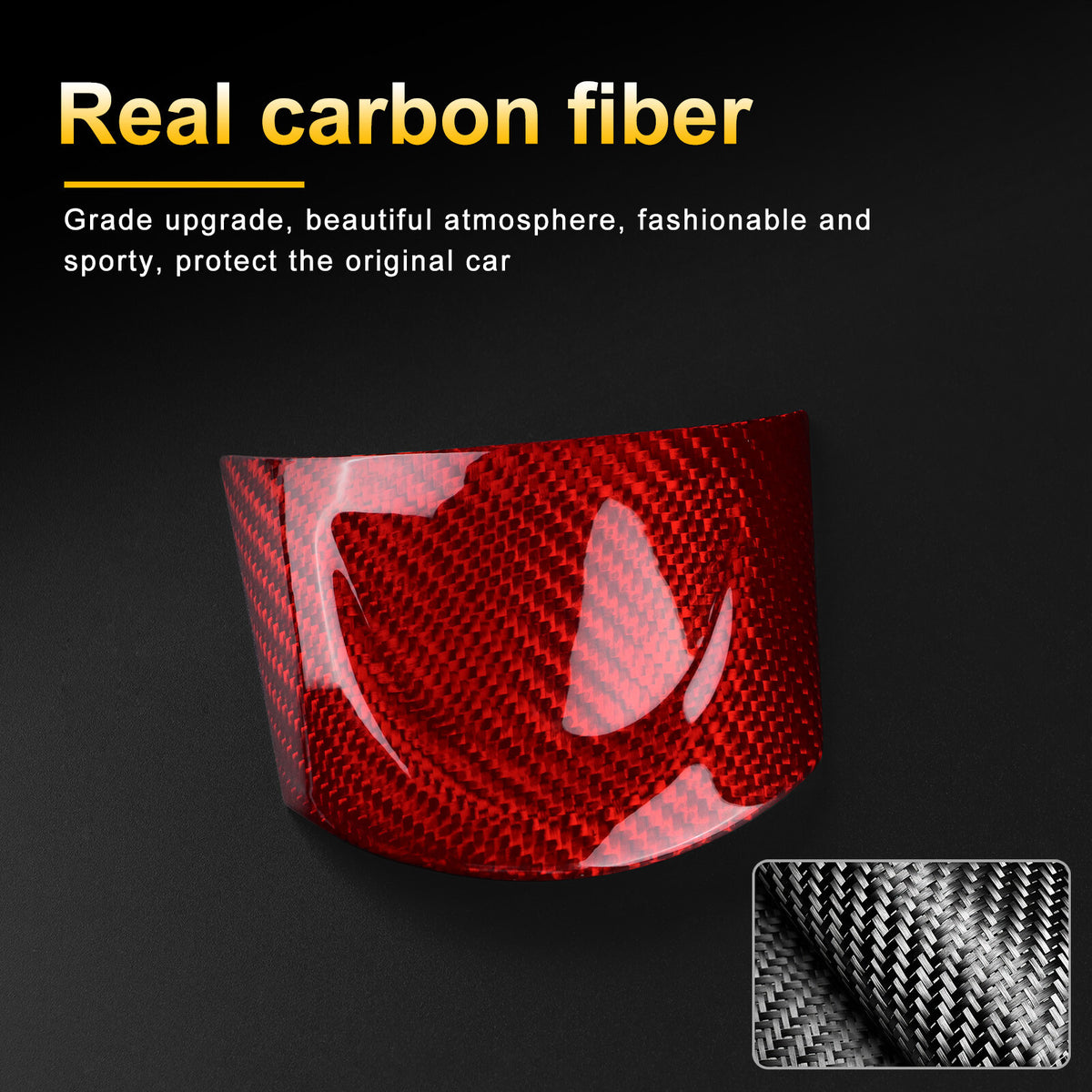 For Mini R55 R56 R57 R60 07-2015 REAL HARD Carbon Fiber Steering Wheel Cover Red - detail view 6