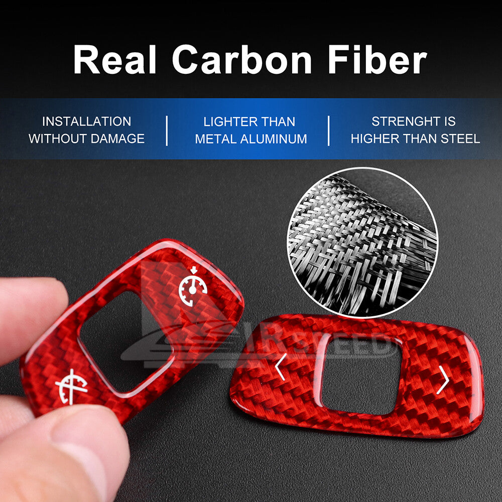 2pcs Volume Control Cover Red REAL HARD Carbon Fiber For Corvette C8 2020-2023
