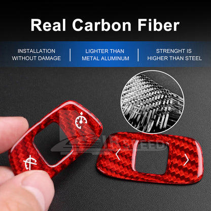 2pcs Volume Control Cover Red REAL HARD Carbon Fiber For Corvette C8 2020-2023