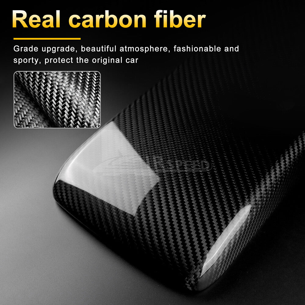 RRAL HARD Carbon Fiber Black Center Armrest Box Cover For Subaru WRX 2022-2023 - detail view 5