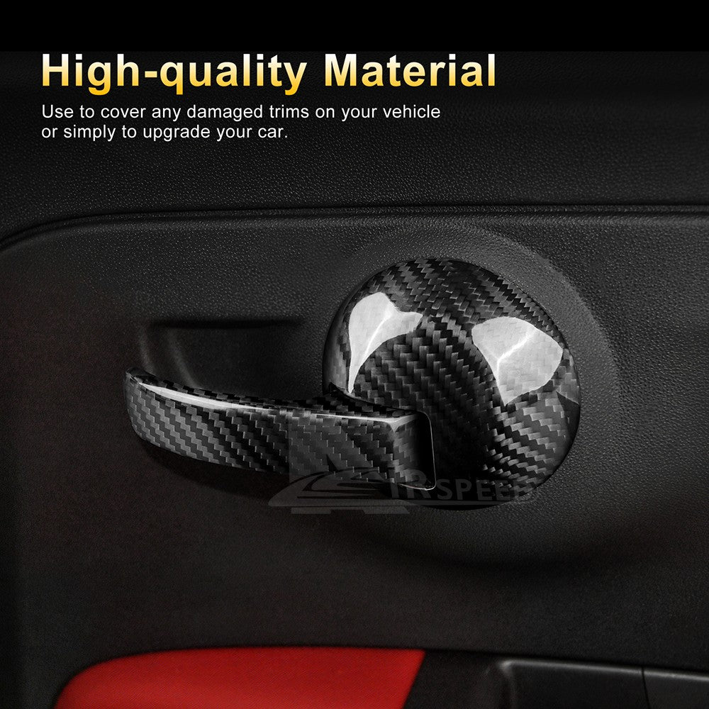 Black Carbon Fiber Door Handle Cover for FIAT 500 2008-2023 Abarth 595 2012-2023 - detail view 5