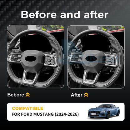 For Ford Mustang 2024-2026 Steering Wheel Paddle Shifter Extension Carbon Fiber - detail view 3