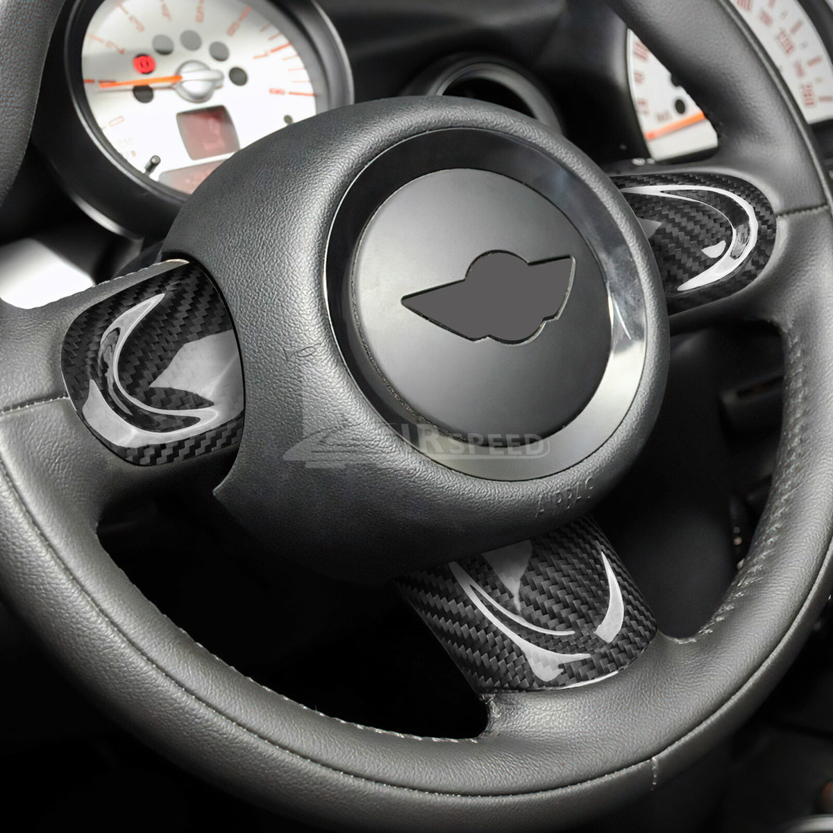 For Mini R55 R56 Steering Wheel Button Full Cover Chin Sticker Black Hard Carbon - detail view 5