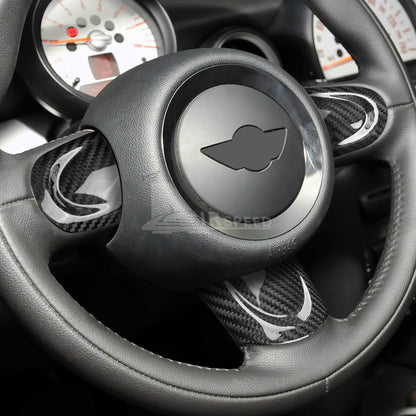 For Mini R55 R56 Steering Wheel Button Full Cover Chin Sticker Black Hard Carbon - detail view 5