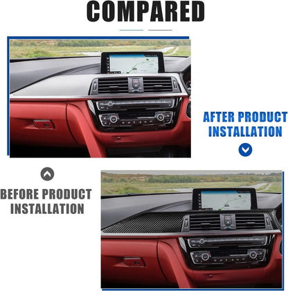For BMW F30, F31, F32, F33, F34 & F36 Center Console Dashboard Strip Trim, Carbon Fiber - detail view