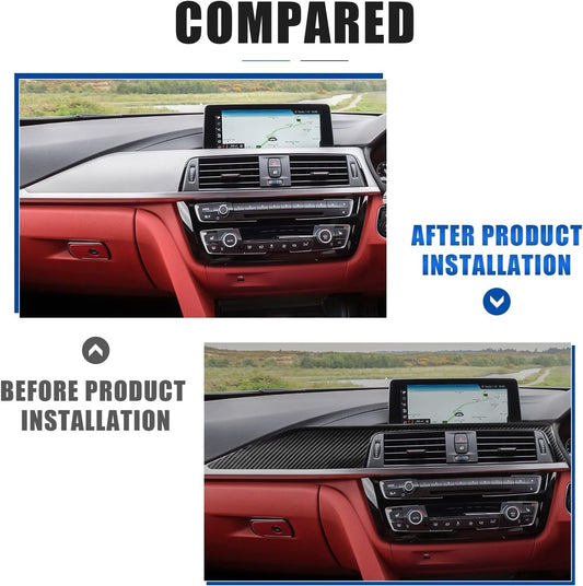 For BMW F30, F31, F32, F33, F34 & F36 Center Console Dashboard Strip Trim, Carbon Fiber - detail view