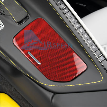 For Corvette C8 20-2024 REAL HARD Carbon Fiber Center Water Cup Holder Cover RED