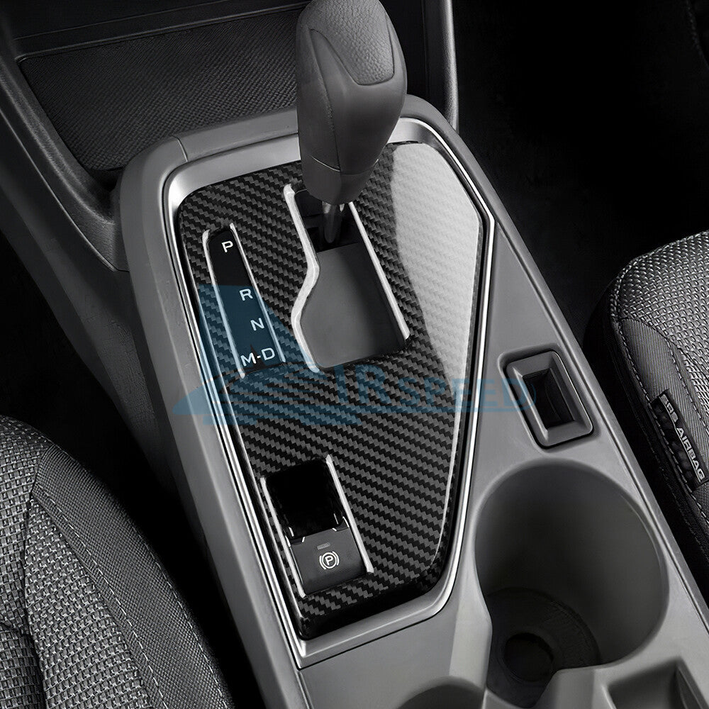 For Subaru Crosstrek 2024-25 BlACK REAL HARD Carbon Fiber Gear Shift Panel Cover - detail view 6