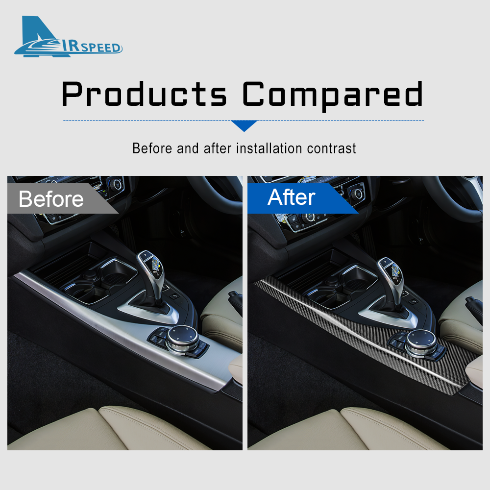 For BMW F20/F21/F22 10-19 Center Console Panel Cover Sticker Real Carbon Fiber - detail view