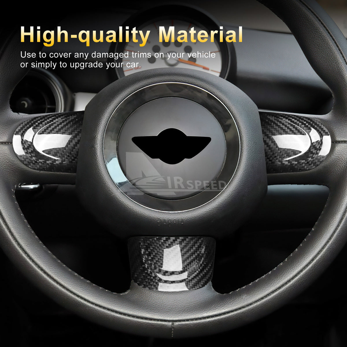 For Mini R55 R56 Steering Wheel Button Full Cover Chin Sticker Black Hard Carbon - detail view 4