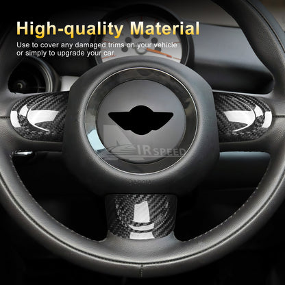 For Mini R55 R56 Steering Wheel Button Full Cover Chin Sticker Black Hard Carbon - detail view 4