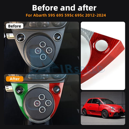 Carbon Fibre Gear Shift Frame Cover Italy Flag For Fiat 500 Barth 595 695 16-24 - detail view 3