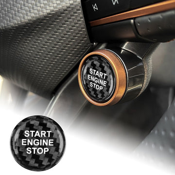 Black Carbon Fiber Car Engine Start Button Sticker for Cupra Ateca Leon 2021-26