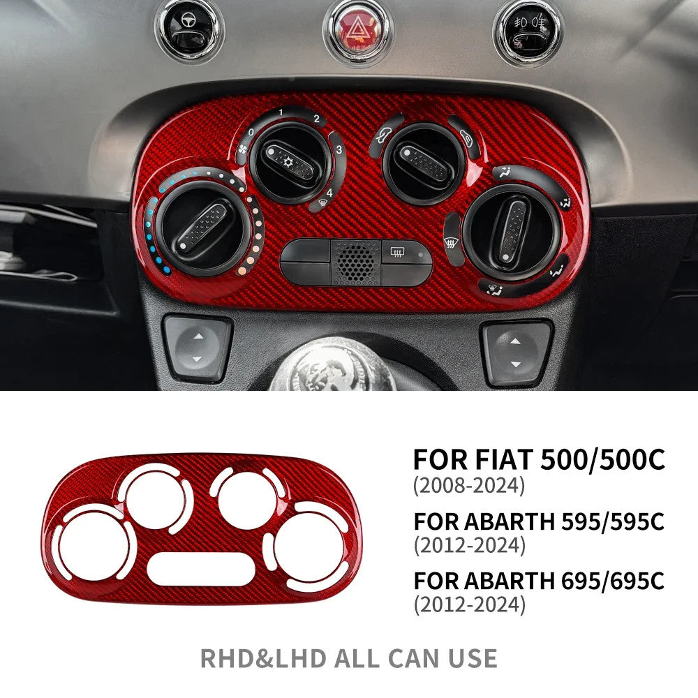 AC Climate Knob Upper Red Dry Carbon Fiat 500 Abarth 595 08-24 Trim - detail view 7