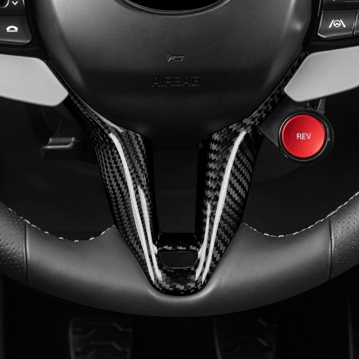 Car Steering Wheel Chin Cover Carbon Fiber for Hyundai i20 N Elantra N 2021-2026