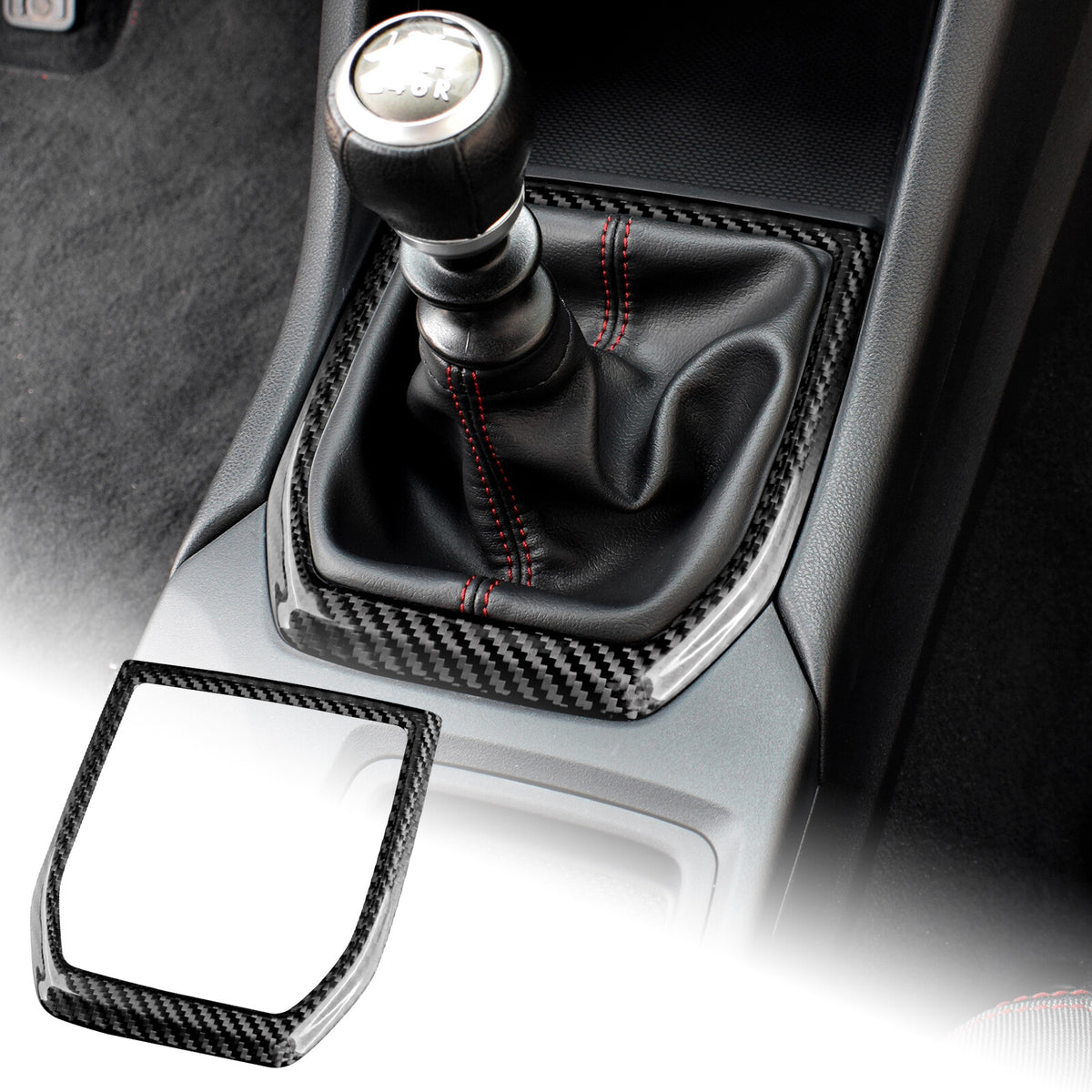 Black Gear Shifter Panel Cover REAL HARD Carbon Fiber For Subaru WRX 2022-2023 - product view