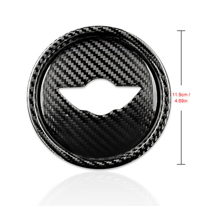For Mini Cooper F-Series Black Hard Carbon Steering Wheel Center Cap Decal Cover - detail view 3