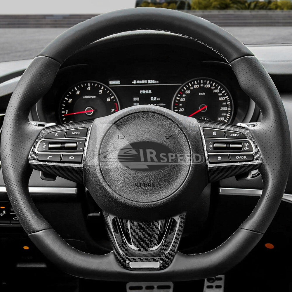 Hard Carbon Steering Wheel Bottom Decor Sport Mod For Kia Stinger 2018-2023 - detail view 4